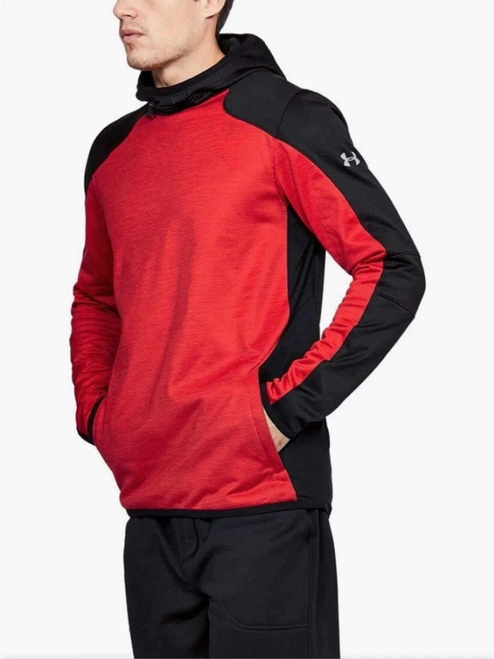 Red and Black Under Armour ColdGear Reactor Fleece Hoodie